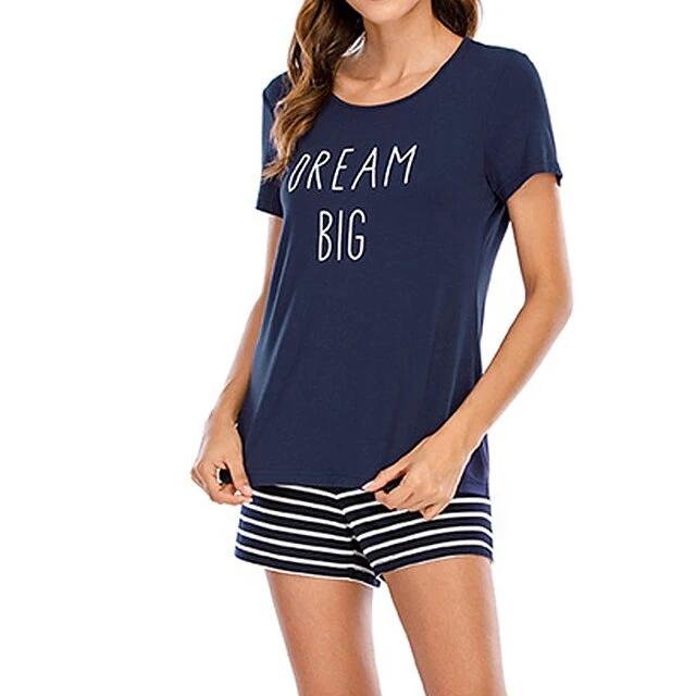 Women's Pajamas Sets Nighty Pjs 2 Pieces Animal Letter Fashion Simple Comfort Party Home Daily Modal Breathable Gift Crew Neck Short Sleeve T Shirt Tee Shorts Elastic Waist Spring Summer Blue Wine 12 Women's Pajamas Sets Nighty Pjs 2 Pieces Animal Letter Fashion Simple Comfort Party Home Daily Modal Breathable Gift Crew Neck Short Sleeve T Shirt Tee Shorts Elastic Waist Spring Summer Blue Wine - Image 12
