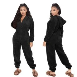 Women's Flannel Onesies Pajama For Adult Jumpsuits Nighty Pure Color Simple Comfort Party Home ChristmasWarm Gift Hoodie Long Sleeve Fall Winter Black 34 Women's Flannel Onesies Pajama For Adult Jumpsuits Nighty Pure Color Simple Comfort Party Home ChristmasWarm Gift Hoodie Long Sleeve Fall Winter Black -Deals The Sexy Bra Store jwlbkh1639475932804