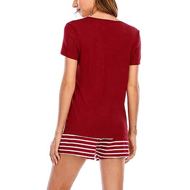 Women's Pajamas Sets Nighty Pjs 2 Pieces Animal Letter Fashion Simple Comfort Party Home Daily Modal Breathable Gift Crew Neck Short Sleeve T Shirt Tee Shorts Elastic Waist Spring Summer Blue Wine 6 Women's Pajamas Sets Nighty Pjs 2 Pieces Animal Letter Fashion Simple Comfort Party Home Daily Modal Breathable Gift Crew Neck Short Sleeve T Shirt Tee Shorts Elastic Waist Spring Summer Blue Wine - Image 6