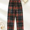 Women's Christmas Lounge Pants Grid / Plaid Simple Casual Xmas Comfort Cotton Breathable Pant Pocket Elastic Waist Fall Winter Pink Plaid Black And White Plaid