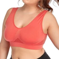 Curve Plus Size Backless Hole Solid Color Casual U Neck Fall Winter Wireless Bras Full Coverage Bra Watermelon Red Bean Paste Purple Black Big Size L XL 2XL 3XL 4XL -Deals The Sexy Bra Store jxgxqb1660284064553