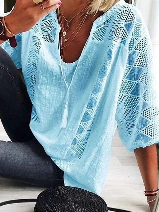 Women's Loungewear Top Pure Color Fashion Casual Comfort Street Date Airport Polyester Breathable V Wire Half Sleeve Button Summer Spring Black White 4 Women's Loungewear Top Pure Color Fashion Casual Comfort Street Date Airport Polyester Breathable V Wire Half Sleeve Button Summer Spring Black White - Image 4