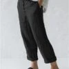 Women's Loungewear Pants Button Baggy Trousers Pure Color Fashion Simple Casual Street Cotton And Linen Breathable With Pockets Elastic Waist Summer Spring Black Navy Blue