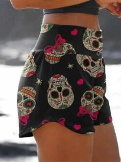 Women's Loungewear Pants Lounge Pants Leopard Skeleton Fashion Casual Comfort Home Daily Vacation Polyester Breathable Short Pant Summer Spring Black White