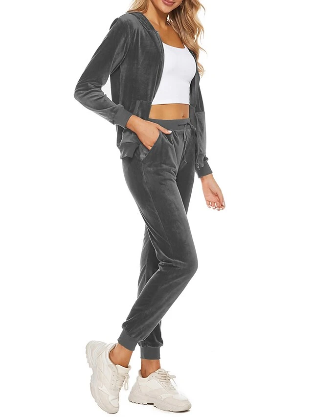 Women's Velvet Lounge Sets Sweatsuit Pure Color Fashion Comfort Soft Home Daily Bed Polyester Breathable Hoodie Long Sleeve Cardigan Pant Pocket Fall Winter Black Wine 18 Women's Velvet Lounge Sets Sweatsuit Pure Color Fashion Comfort Soft Home Daily Bed Polyester Breathable Hoodie Long Sleeve Cardigan Pant Pocket Fall Winter Black Wine - Image 18