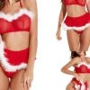 Women's Sexy Lingerie Patchwork Fashion Lovers Hot Christmas Mesh Breathable Straps Sleeveless Backless Feather Summer Spring Red Xmas