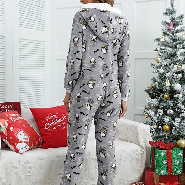 Women's Christmas Pjs Onesies Pajama For Adult Jumpsuits 1 PCS Penguin Animal Plush Simple Comfort Home Christmas Daily Flannel Warm Gift Hoodie Long Sleeve Print Fall Winter Gray Pink 6 Women's Christmas Pjs Onesies Pajama For Adult Jumpsuits 1 PCS Penguin Animal Plush Simple Comfort Home Christmas Daily Flannel Warm Gift Hoodie Long Sleeve Print Fall Winter Gray Pink - Image 6
