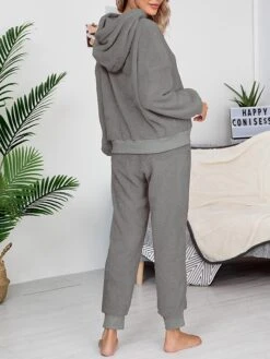 Women's Loungewear Sets Pure Color Fashion Comfort Soft Home Daily Bed Polyester Breathable Hoodie Long Sleeve Hoodie Pant Pocket Fall Winter Pink Camel -Deals The Sexy Bra Store kbffoi1693467423070