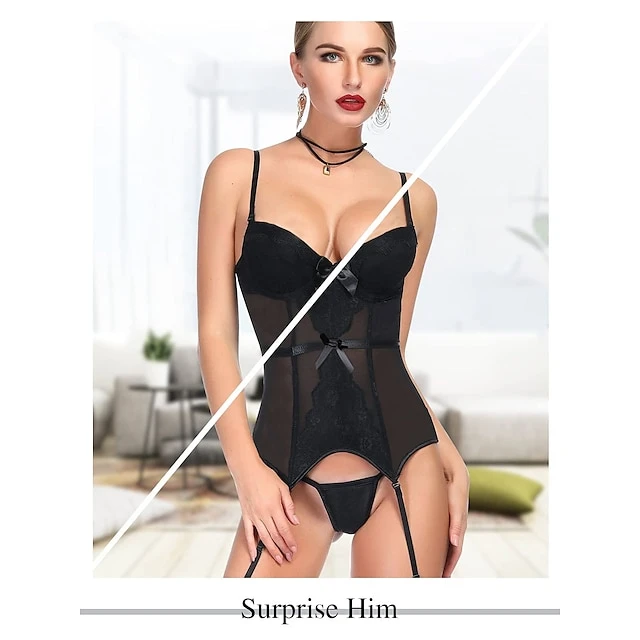 Sexy Corset Lingerie For Women Lace Corset Bustier Garter Halloween Straps Overbust Corsette Boudoir Outfits (without Stockings) 2 Sexy Corset Lingerie For Women Lace Corset Bustier Garter Halloween Straps Overbust Corsette Boudoir Outfits (without Stockings) - Image 2