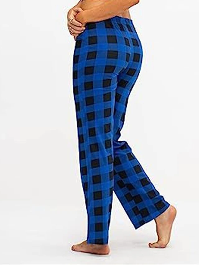 Women's Pajama Pants Christmas Grid / Plaid Simple Casual Soft Home Polyester Warm Breathable Pant Elastic Waist Fall Winter White Pink 5 Women's Pajama Pants Christmas Grid / Plaid Simple Casual Soft Home Polyester Warm Breathable Pant Elastic Waist Fall Winter White Pink - Image 5