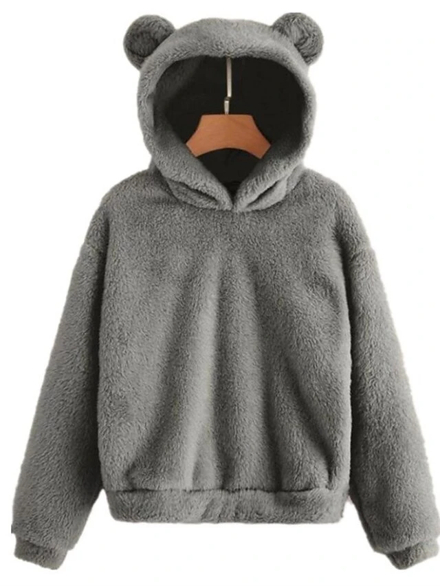 Women's Hoodie Fleece Lounge Top 3D Ear Pure Color Warm Fashion Plush Home Street Daily Polar Warm Breathable Long Sleeve Hoodie Fall Winter Claret Leather Pink 5 Women's Hoodie Fleece Lounge Top 3D Ear Pure Color Warm Fashion Plush Home Street Daily Polar Warm Breathable Long Sleeve Hoodie Fall Winter Claret Leather Pink - Image 5