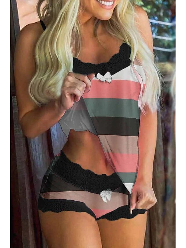 Women's Pajamas Pajama Top And Pant Sets Letter Flower Hot Casual Soft Home Daily Bed Polyester Breathable Straps Sleeveless Strap Top Shorts Summer Spring Black Pink 7 Women's Pajamas Pajama Top And Pant Sets Letter Flower Hot Casual Soft Home Daily Bed Polyester Breathable Straps Sleeveless Strap Top Shorts Summer Spring Black Pink - Image 7