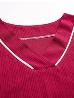 Women's Pajamas Pajama Top And Pant Sets Stripe Fashion Casual Comfort Home Daily Bed Cotton Breathable V Wire Long Sleeve T Shirt Tee Pant Summer Fall Light Pink Pink -Deals The Sexy Bra Store kjgact1689581311660