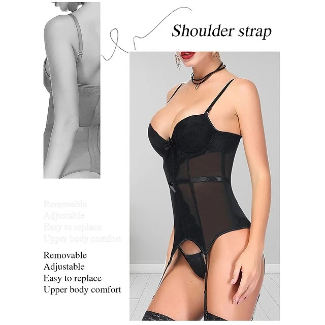 Sexy Corset Lingerie For Women Lace Corset Bustier Garter Halloween Straps Overbust Corsette Boudoir Outfits (without Stockings) 3 Sexy Corset Lingerie For Women Lace Corset Bustier Garter Halloween Straps Overbust Corsette Boudoir Outfits (without Stockings) - Image 3