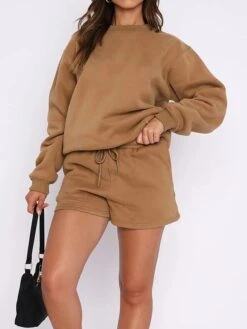 Women's Lounge Sets 2 Pcs Sweatshirt And Shorts Pure Color Fashion Casual Comfort Street Daily Date Polyester Breathable Crew Neck Long Sleeve Shorts Fall Winter Black Blue 27 Women's Lounge Sets 2 Pcs Sweatshirt And Shorts Pure Color Fashion Casual Comfort Street Daily Date Polyester Breathable Crew Neck Long Sleeve Shorts Fall Winter Black Blue -Deals The Sexy Bra Store kmcxyv1691566021413