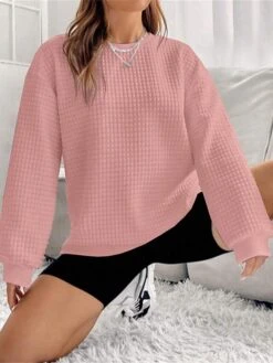 Women's Loungewear Top Pure Color Casual Comfort Soft Home Street Daily Polyester Breathable Crew Neck Long Sleeve Fall Winter Claret Black -Deals The Sexy Bra Store knbots1693295707384