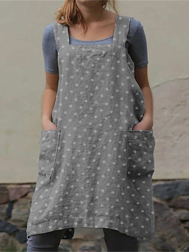 Women's Loungewear Top Dot Fashion Casual Street Date Airport Cotton And Linen Breathable Square Neck Sleeveless Backless Pocket Summer Spring Green Gray 4 Women's Loungewear Top Dot Fashion Casual Street Date Airport Cotton And Linen Breathable Square Neck Sleeveless Backless Pocket Summer Spring Green Gray - Image 4