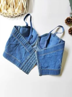 Women's Denim Corset Top Bustier Solid Fashion Bar Vacation Breathable Straps Sleeveless Backless Summer Spring Black Blue 20 Women's Denim Corset Top Bustier Solid Fashion Bar Vacation Breathable Straps Sleeveless Backless Summer Spring Black Blue -Deals The Sexy Bra Store kodfhh1696315672740