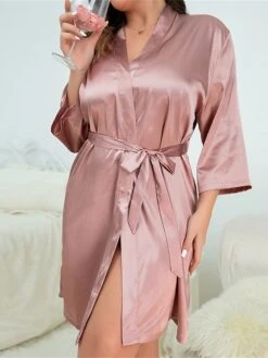 Women's Plus Size Pajamas Bathrobe Pure Color Simple Casual Comfort Home Christmas Bed Polyester Breathable V Wire Long Sleeve Summer Spring Black Pink 9 Women's Plus Size Pajamas Bathrobe Pure Color Simple Casual Comfort Home Christmas Bed Polyester Breathable V Wire Long Sleeve Summer Spring Black Pink -Deals The Sexy Bra Store kpalhl1696231992169