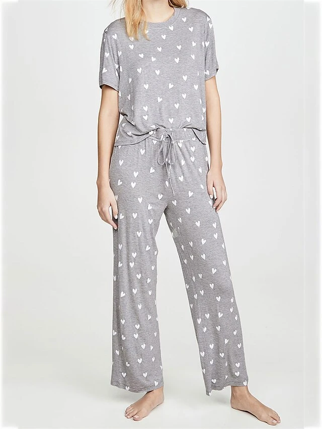 Women's Loungewear Sets Star Simple Casual Comfort Daily Vacation Going Out Polyester Breathable Crew Neck Short Sleeve Pant Elastic Waist Spring Summer Red Light Blue 5 Women's Loungewear Sets Star Simple Casual Comfort Daily Vacation Going Out Polyester Breathable Crew Neck Short Sleeve Pant Elastic Waist Spring Summer Red Light Blue - Image 5