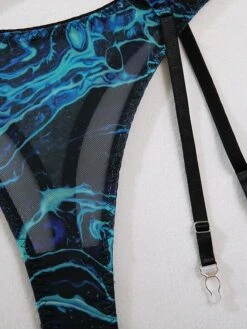 Women's Sexy Lingerie Sets 5 Pieces Pure Color Lovers Hot Home Bed Date Polyester Breathable Straps Sleeveless Backless Summer Spring Black Blue -Deals The Sexy Bra Store kqhmwd1695712993228