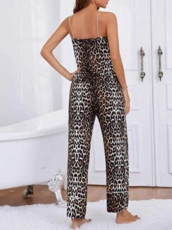 Women's Pajamas Pajama Top And Pant Sets Leopard Fashion Casual Soft Home Daily Bed Rayon Breathable Straps Sleeveless Strap Top Pant Summer Spring Brown -Deals The Sexy Bra Store krghpr1680597769866