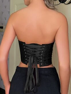 Women's Shapewear Flower Corsets Retro Party Going Out Club Polyester Breathable Bandeau Sleeveless Backless Summer Spring Black -Deals The Sexy Bra Store krlrlb1697181683584