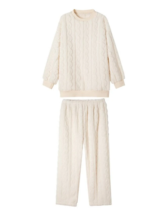 Women's Loungewear Sets 2 Pieces Pure Color Fashion Casual Comfort Street Daily Date Polyester Warm Crew Neck Long Sleeve Pant Fall Winter White Yellow 6 Women's Loungewear Sets 2 Pieces Pure Color Fashion Casual Comfort Street Daily Date Polyester Warm Crew Neck Long Sleeve Pant Fall Winter White Yellow - Image 6