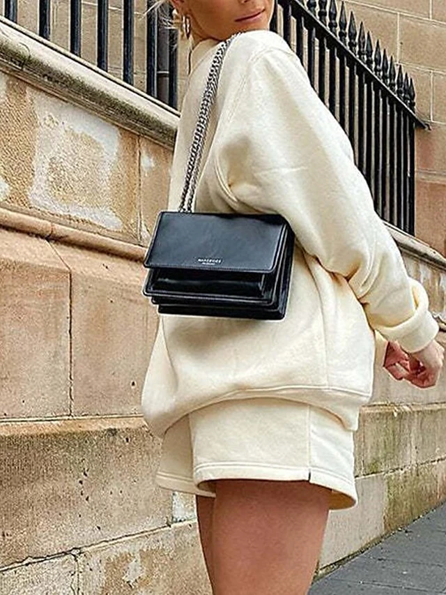 Women's Lounge Sets 2 Pcs Sweatshirt And Shorts Pure Color Fashion Casual Comfort Street Daily Date Polyester Breathable Crew Neck Long Sleeve Shorts Fall Winter Black Blue 13 Women's Lounge Sets 2 Pcs Sweatshirt And Shorts Pure Color Fashion Casual Comfort Street Daily Date Polyester Breathable Crew Neck Long Sleeve Shorts Fall Winter Black Blue - Image 13