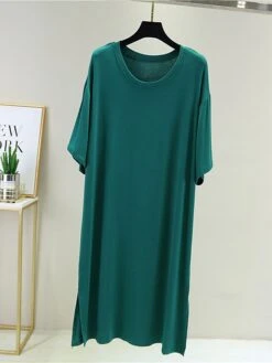 Women's Pajamas Nightgown Nightshirt Dress Pure Color Simple Casual Soft Home Daily Bed Polyester Breathable Crew Neck Short Sleeve Summer Fall Black White 9 Women's Pajamas Nightgown Nightshirt Dress Pure Color Simple Casual Soft Home Daily Bed Polyester Breathable Crew Neck Short Sleeve Summer Fall Black White -Deals The Sexy Bra Store ksopzm1690357493404