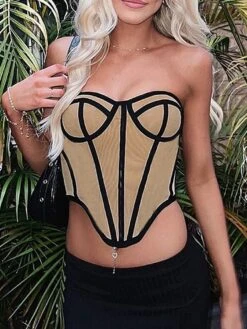 Women's Shapewear Waist Trainer Body Shaper Stripe Fashion Hot Punk & Gothic Party Halloween Carnival Satin Breathable Bandeau Sleeveless Backless Summer Spring Black White 11 Women's Shapewear Waist Trainer Body Shaper Stripe Fashion Hot Punk & Gothic Party Halloween Carnival Satin Breathable Bandeau Sleeveless Backless Summer Spring Black White -Deals The Sexy Bra Store ktflet1691392649058