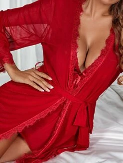 Women's Pajamas Robes Gown Sets Dress 2 Pieces Pure Color Comfort Home Polyester Winter Fall Pink Red / Pjs -Deals The Sexy Bra Store ktotaf1661941469925