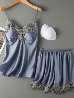 Women's Pajama Satin Top And Pant Sets 2Pcs Pure Color Fashion Casual Soft Home Daily BedBreathable Straps Sleeveless Strap Top Shorts Chest Pads Removable Pad Summer Spring Lotus Pink Yellow -Deals The Sexy Bra Store kujcoq1683787550521