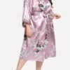Women's Plus Size Pajamas Bathrobe Silk Robe Animal Flower Comfort Soft Kimono Robes Home Bed Spa Satin Breathable V Wire Fall Winter Pink Blue