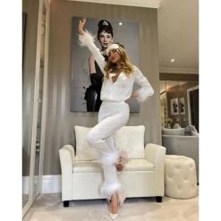 Women's Gift Loungewear Pajamas Sets Home Party Valentine's Day Feather Pure Color Silk Simple Soft Shirt Pant Fall Spring Summer Lapel Long Sleeve Long Pant Buckle Pocket 30 Women's Gift Loungewear Pajamas Sets Home Party Valentine's Day Feather Pure Color Silk Simple Soft Shirt Pant Fall Spring Summer Lapel Long Sleeve Long Pant Buckle Pocket -Deals The Sexy Bra Store kwhqzj1628675292162