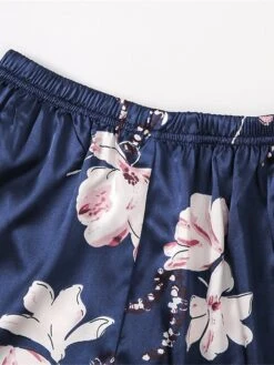 Women's Pajamas Sets Flower Fashion Casual Home Daily Polyester Breathable Lapel Long Sleeve Shirt Pant Button Summer Spring Blue -Deals The Sexy Bra Store kxoibz1693467385983