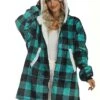 Women's Pajamas Loungewear Nightgown Sleepwear Buffalo Plaid Fashion Sport Simple Home Daily Bed Polyester Warm Pullover Long Sleeve Hoodie Fall Winter Red Blue