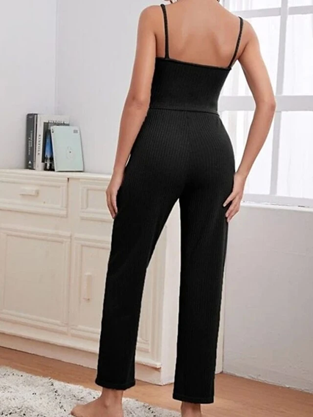 Women's Loungewear Sets Nighty 3 Pieces Pure Color Comfort Home Polyester Straps Long Sleeve Pant Winter Fall Green Brown 3 Women's Loungewear Sets Nighty 3 Pieces Pure Color Comfort Home Polyester Straps Long Sleeve Pant Winter Fall Green Brown - Image 3