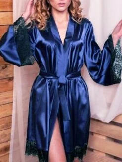 Women's Plus Size Pajamas Bathrobe Robes Gown Pure Color Ultra Slim Casual Comfort Home Daily Bed Satin Breathable V Wire Long Sleeve Spring Summer Silver Lotus Pink -Deals The Sexy Bra Store kzkgxg1681983713658