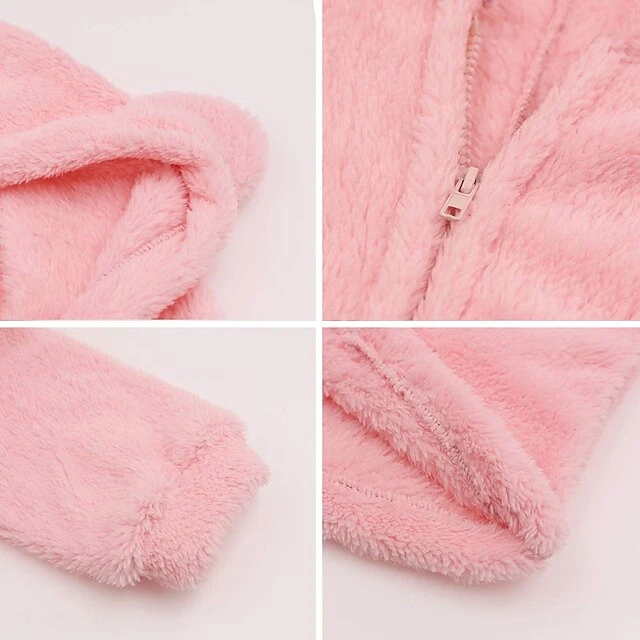 Women's Fleece Onesie Pjs Pure Color Warm Simple Plush Party Home Fleece Hoodie Long Sleeve Fall Winter Skin Powder Black 5 Women's Fleece Onesie Pjs Pure Color Warm Simple Plush Party Home Fleece Hoodie Long Sleeve Fall Winter Skin Powder Black - Image 5