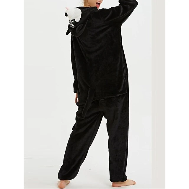 Women's Onesie Cartoon Pajama Plush Casual Oversized Home Daily Bed Flannel Warm Breathable Hoodie Long Sleeve Fall Winter Black Yellow 2 Women's Onesie Cartoon Pajama Plush Casual Oversized Home Daily Bed Flannel Warm Breathable Hoodie Long Sleeve Fall Winter Black Yellow - Image 2