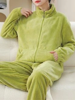 Women's Fleece Pajamas Sets Pure Color Warm Fashion Plush Home Daily Bed Flannel Warm Breathable Stand Collar Long Sleeve Cardigan Pant Fall Winter 19 Women's Fleece Pajamas Sets Pure Color Warm Fashion Plush Home Daily Bed Flannel Warm Breathable Stand Collar Long Sleeve Cardigan Pant Fall Winter -Deals The Sexy Bra Store legtxh1694164399752