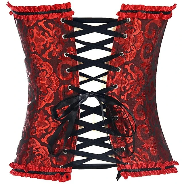 Corset Women's Plus Size Corsets Corsets Country Sexy Lady Sweetheart Tummy Control Push Up Jacquard Jacquard Abstract Flower Hook & Eye Lace Up Nylon Polyester / Cotton Christmas Wedding Special 20 Corset Women's Plus Size Corsets Corsets Country Sexy Lady Sweetheart Tummy Control Push Up Jacquard Jacquard Abstract Flower Hook & Eye Lace Up Nylon Polyester / Cotton Christmas Wedding Special - Image 20