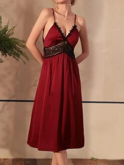 Women's Pajamas Nightgown Nightshirt Dress Pure Color Simple Casual Comfort Home Daily Bed Ice Silk Breathable Straps Sleeveless Backless Fall Winter Black White