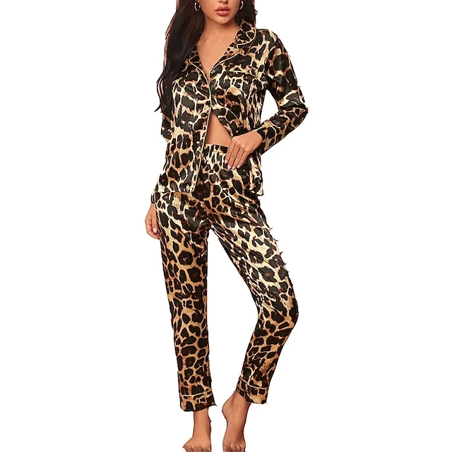 Women's Pajamas Sets Pjs 2 Pieces Flower Simple Hot Comfort Party Home Daily Satin Lapel Long Sleeve Shirt Pant Elastic Waist Fall Spring 6003 6020 5 Women's Pajamas Sets Pjs 2 Pieces Flower Simple Hot Comfort Party Home Daily Satin Lapel Long Sleeve Shirt Pant Elastic Waist Fall Spring 6003 6020 - Image 5