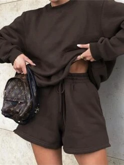 Women's Lounge Sets 2 Pcs Sweatshirt And Shorts Pure Color Fashion Casual Comfort Street Daily Date Polyester Warm Crew Neck Long Sleeve Shorts Fall Winter Black Pink 18 Women's Lounge Sets 2 Pcs Sweatshirt And Shorts Pure Color Fashion Casual Comfort Street Daily Date Polyester Warm Crew Neck Long Sleeve Shorts Fall Winter Black Pink -Deals The Sexy Bra Store liofja1691566019957