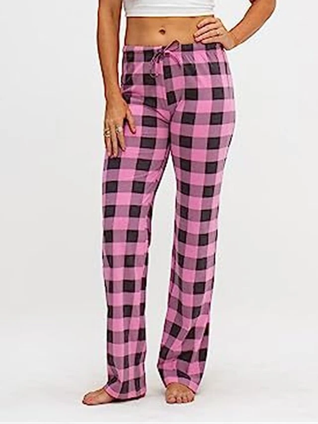 Women's Pajama Pants Christmas Grid / Plaid Simple Casual Soft Home Polyester Warm Breathable Pant Elastic Waist Fall Winter White Pink 7 Women's Pajama Pants Christmas Grid / Plaid Simple Casual Soft Home Polyester Warm Breathable Pant Elastic Waist Fall Winter White Pink - Image 7
