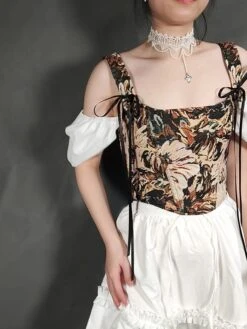 Corset Women's Corset Tops Prom Party & Evening Club Black Green Overbust Corset Lace Up Backless Tummy Control Print Flower Summer Spring -Deals The Sexy Bra Store lkvwyf1646733963467