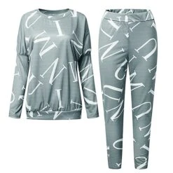 Women's Letter Print Lounge Sets Sweatsuit 2 PcsCrew Neck Long Sleeve Tops & Slim Pants Outfits Sport Comfort Home Street Vacation Polyester Off Shoulder Fall Winter S 2XL Black White -Deals The Sexy Bra Store lmxpnn1676351912088