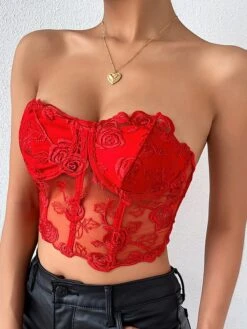 Corset Women's Corset Tops Prom Party & Evening Club Black White Red Sexy Underbust Corset Buckle Tummy Control Lace Summer Spring -Deals The Sexy Bra Store lnbquw1654686006483